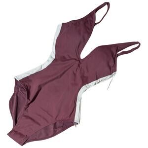 TA3 Plungey Contour Shaping Swimsuit Dark Cherry Oat XXS X-Long One Piece NWT